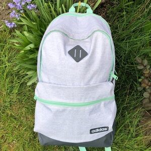 adidas Light Gray Backpack with Mint Green Trim